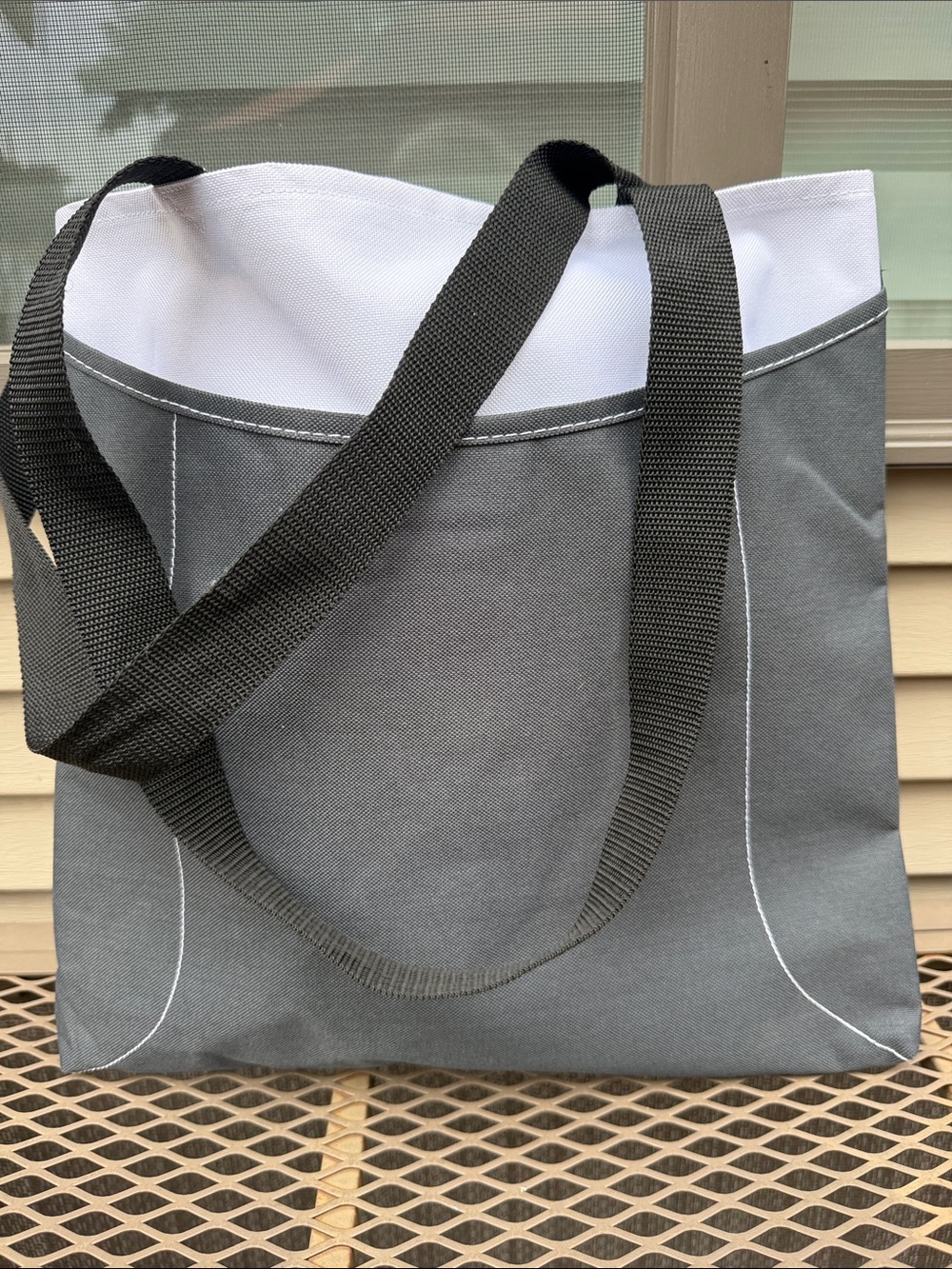 Unbranded Gray Canvas Messenger Tote with White Trim